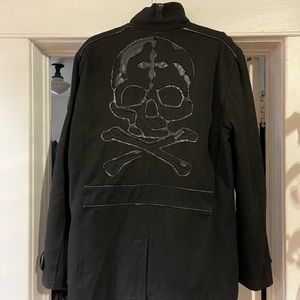 Affliction skull pea coat